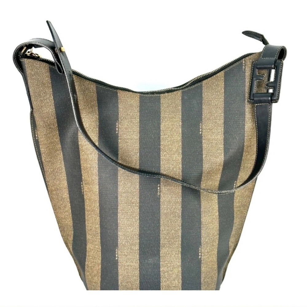 FENDI Pequin Stripe Shoulder Bag Bucket Tote Vintage - Picture 11 of 15